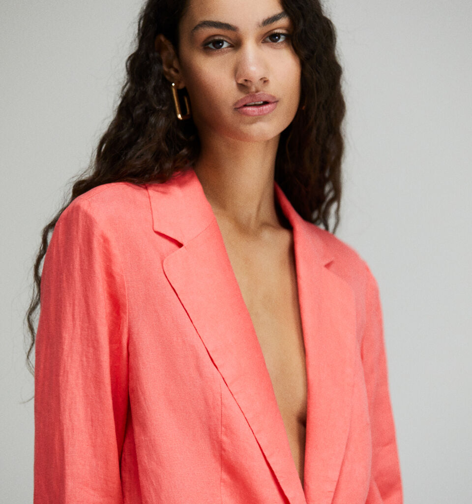 100% linen blazer - women's blazers - Coral | Sisley image number 7